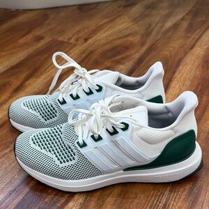 Adidas White and Dark Green Running Shoes Youth Size 7, Women’s 8.5